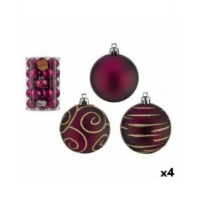Set di palline di Natale Viola PVC Ø 6 cm (4 Unità)