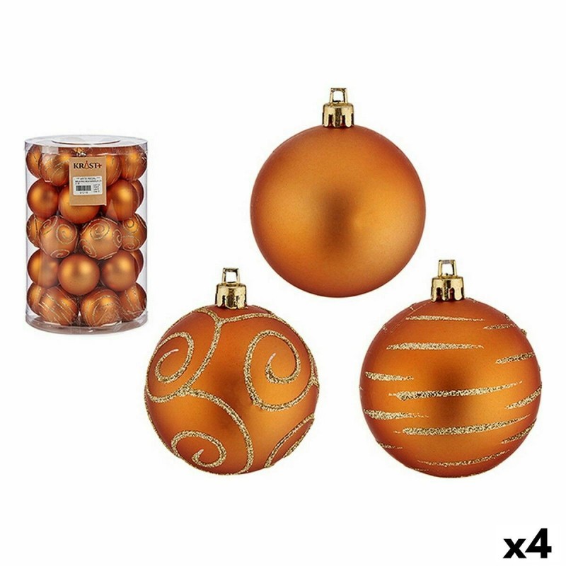 Set di palline di Natale Arancio PVC 6 cm (4 Unità)