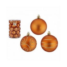 Set di palline di Natale Arancio PVC 6 cm (4 Unità)