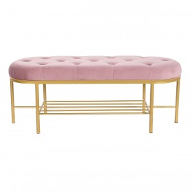 Panca DKD Home Decor 100 x 35 x 40 cm Rosa Dorato Metallo