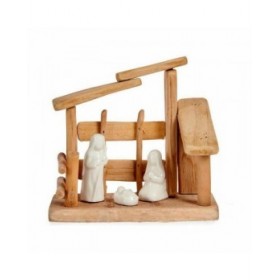 Presepe di Natale Bianco Naturale Legno Ceramica 18 x 17 x 8 cm (2 Unità)
