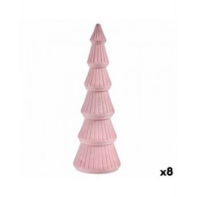 Albero di Natale Velluto Rosa Legno 12 x 34,5 x 12 cm (8 Unità)