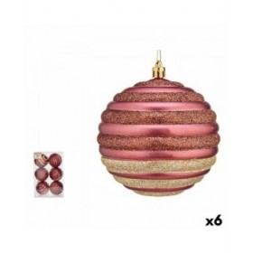 Set di palline di Natale Krist+ 00872 Rosa Plastica Cerchi (6 Unità)