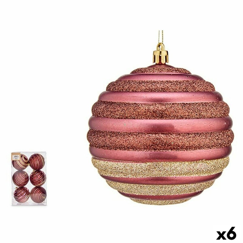 Set di palline di Natale Krist+ 00872 Rosa Plastica Cerchi (6 Unità)
