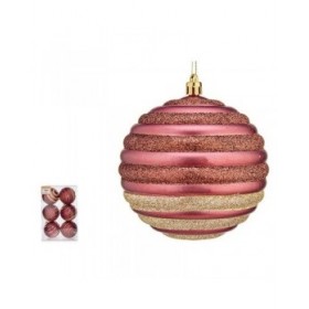 Set di palline di Natale Krist+ 00872 Rosa Plastica Cerchi (6 Unità)