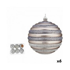 Set di palline di Natale Krist+ 00876 Argentato Plastica Cerchi 10 cm (6 Unità)