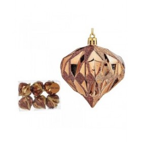 Set di palline di Natale Krist+ 00889 Marrone Plastica Diamante (12 Unità)