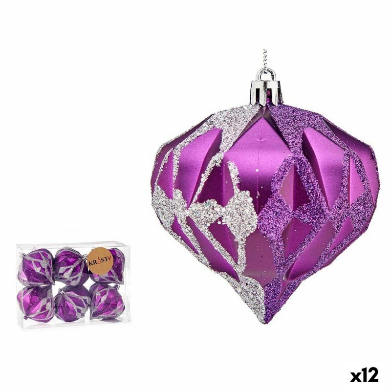 Set di palline di Natale Krist+ 00898 Viola Argentato Plastica Diamante (12 Unità)