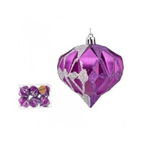 Set di palline di Natale Krist+ 00898 Viola Argentato Plastica Diamante (12 Unità)