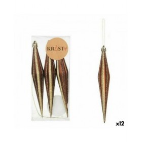 Set di Addobbi di Natale Krist+ 00899 Marrone PVC Affusolato 8,5 x 3,5 x 19 cm (12 Unità)