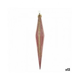 Set di Addobbi di Natale Krist+ 00902 Rosa Dorato PVC Affusolato 3 x 3 x 18,5 cm (12 Unità)