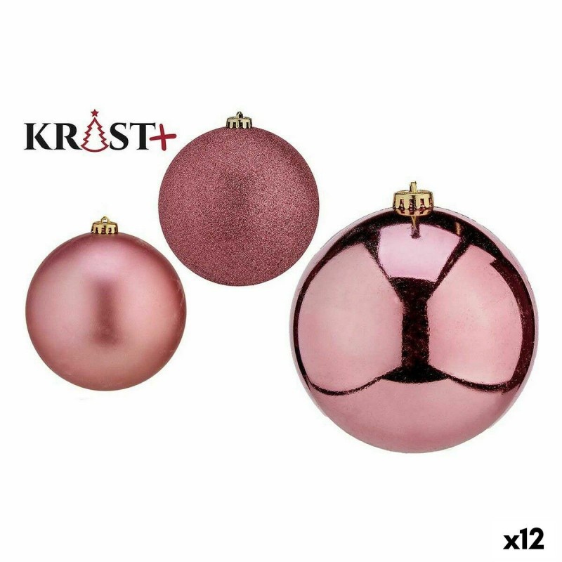 Set di palline di Natale Krist+ 00739 Rosa PVC (12 Unità)