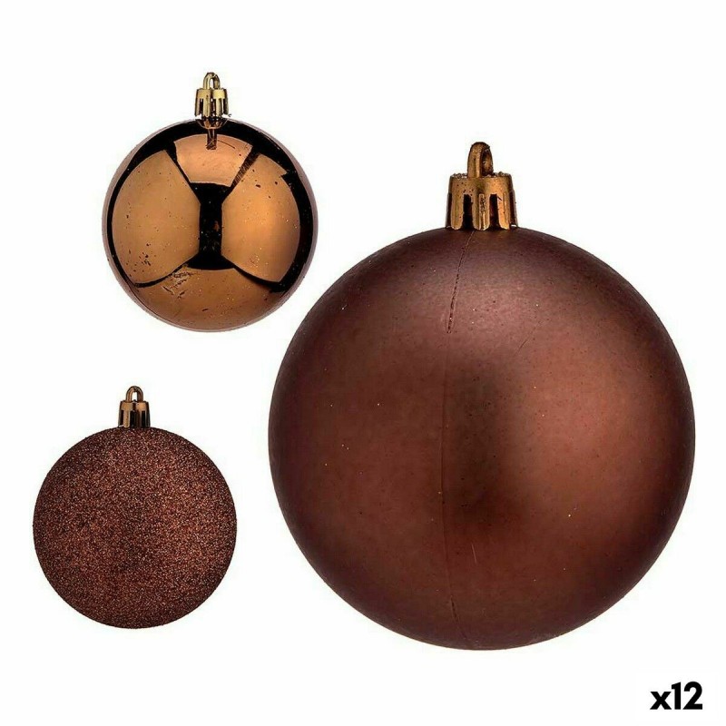 Set di palline di Natale Krist+ 00783 Marrone Plastica (12 Unità)