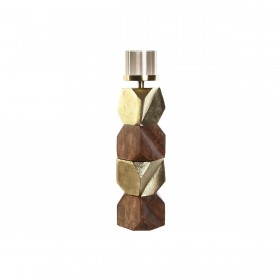 Portacandele DKD Home Decor Marrone Dorato Alluminio Cristallo Legno di mango 10 x 10 x 51,5 cm
