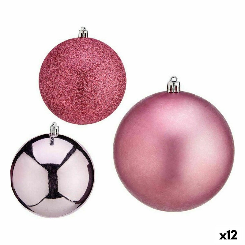 Set di palline di Natale Krist+ 00787 Rosa Plastica (12 Unità)