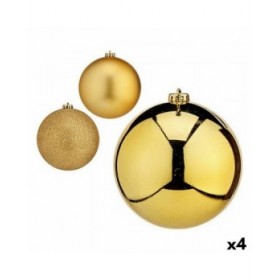Set di palline di Natale Krist+ 00791 Dorato Plastica Ø 15 cm (4 Unità)