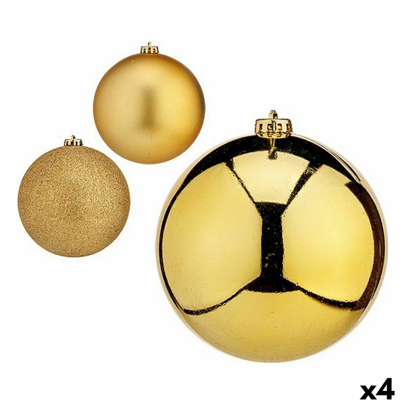 Set di palline di Natale Krist+ 00791 Dorato Plastica Ø 15 cm (4 Unità)