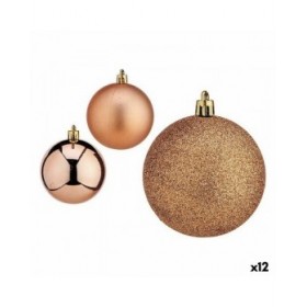 Set di palline di Natale Rame Plastica Ø 7 cm (12 Unità)