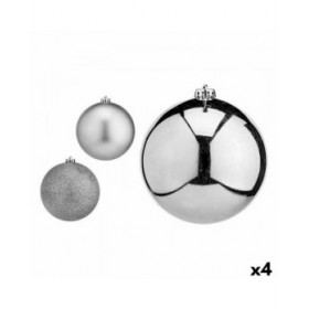 Set di palline di Natale Krist+ 00821 Argentato Plastica Ø 15 cm (4 Unità)