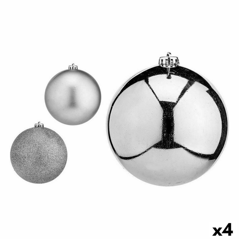Set di palline di Natale Krist+ 00821 Argentato Plastica Ø 15 cm (4 Unità)