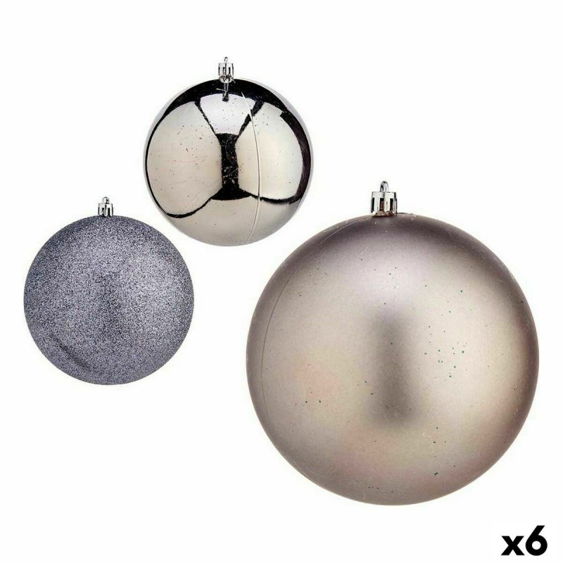 Set di palline di Natale Krist+ 00822 Argentato Plastica Ø 12 cm (6 Unità)