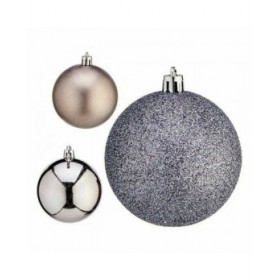 Set di palline di Natale Krist+ 00825 Argentato Plastica Ø 7 cm (12 Unità)