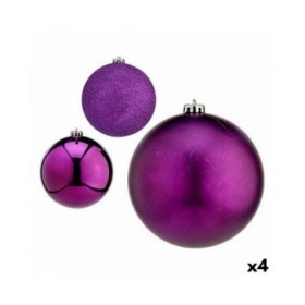Set di palline di Natale Krist+ 00833 Viola Plastica Ø 15 cm (4 Unità)