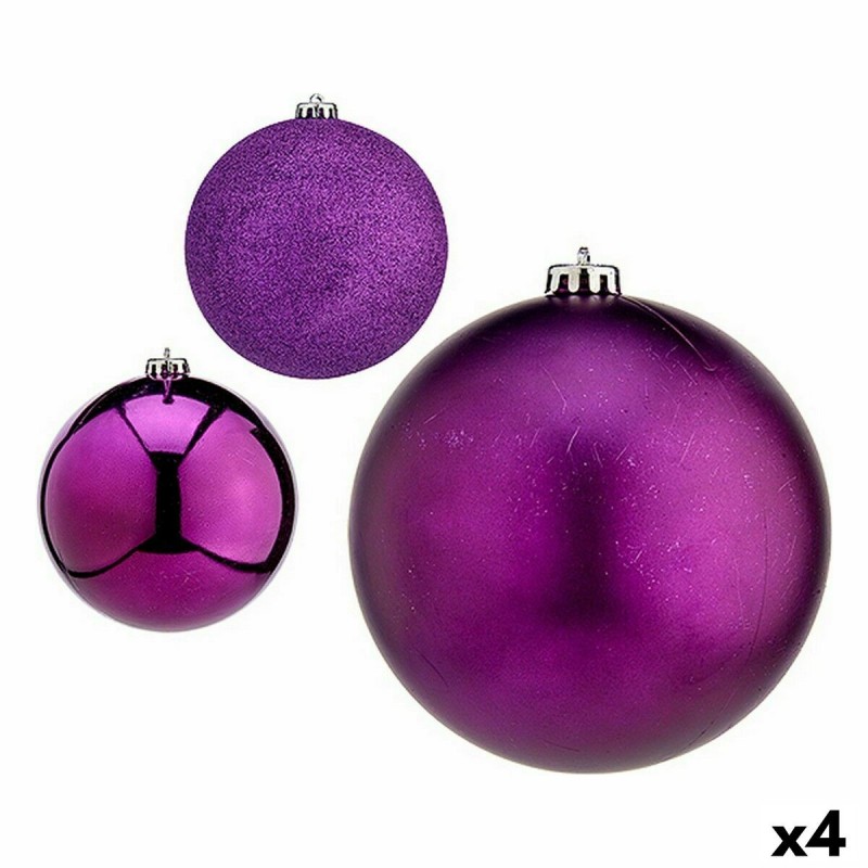 Set di palline di Natale Krist+ 00833 Viola Plastica Ø 15 cm (4 Unità)