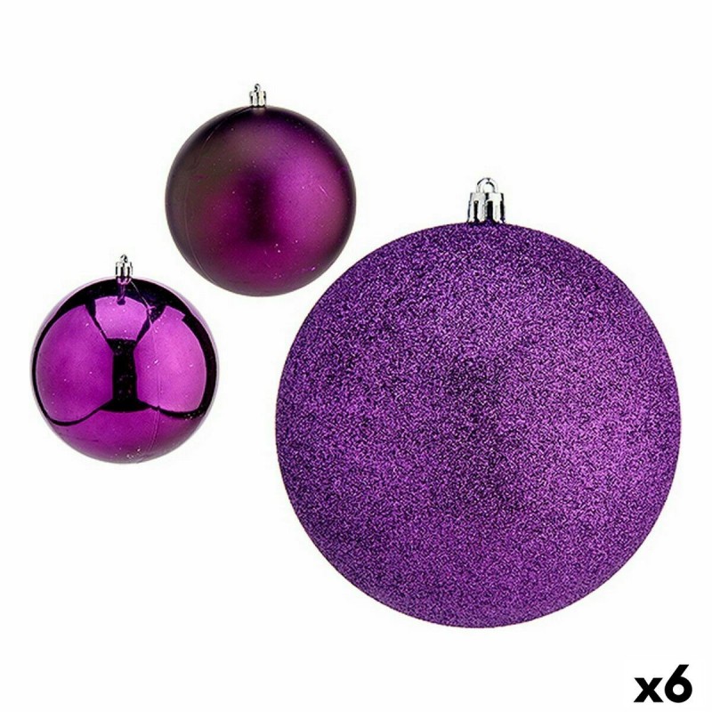 Set di palline di Natale Krist+ 00834 Viola Plastica Ø 12 cm (6 Unità)