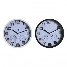 Orologio da Parete DKD Home Decor 25,5 x 4 x 25,5 cm Nero Bianco polistirene (2 Unità)