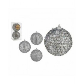 Set di palline di Natale Krist+ 01496 Argentato PVC Ø 10 cm Con rilievo (12 Unità)