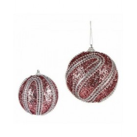 Set di palline di Natale Krist+ 01498 Rosa Argentato PVC Ø 10 cm Con rilievo (12 Unità)