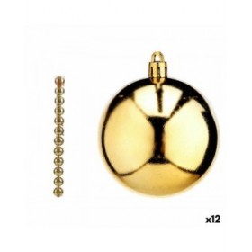 Set di palline di Natale Dorato PVC Ø 7 cm (12 Unità)
