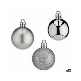 Set di palline di Natale Krist+ K1912485-4 Argentato Plastica 4 cm (12 Unità)