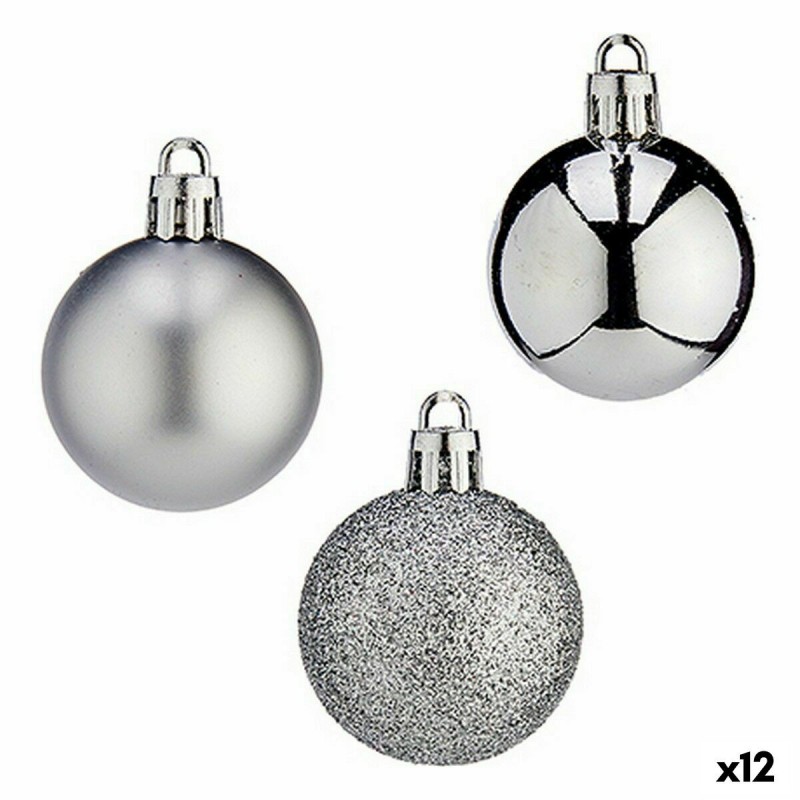 Set di palline di Natale Krist+ K1912485-4 Argentato Plastica 4 cm (12 Unità)