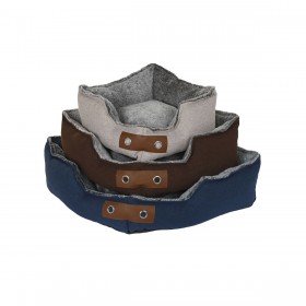 Letto per animali domestici DKD Home Decor Marrone Beige Blu Marino 60 x 60 x 20 cm