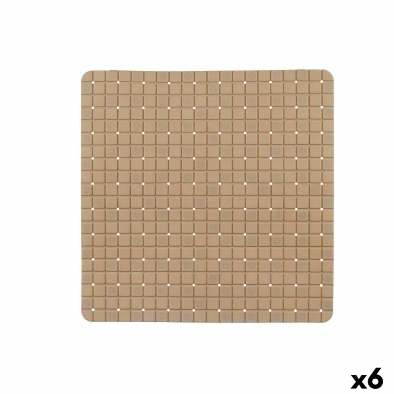 Tappetino Antiscivolo da Doccia Berilo BM509S - 316 Beige PVC 50,3 x 50,3 x 0,7 cm Quadri (6 Unità)