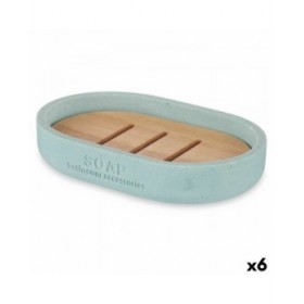 Portasapone Berilo B5456BC-4 - 457 Azzurro Resina Bambù 12,5 x 2,5 x 8,5 cm (6 Unità)