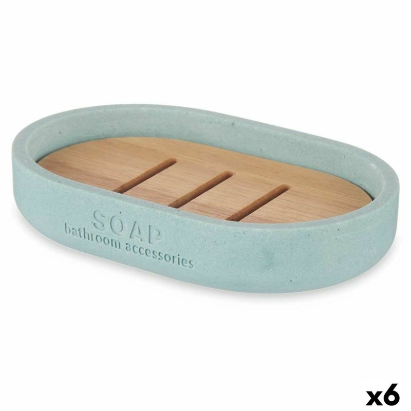 Portasapone Berilo B5456BC-4 - 457 Azzurro Resina Bambù 12,5 x 2,5 x 8,5 cm (6 Unità)