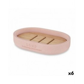 Portasapone Berilo B5456BC-4 - 458 Rosa Resina Bambù 12,5 x 2,5 x 8,5 cm (6 Unità)