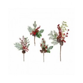 Ramo Frutti rossi Marrone Rosso Verde Plastica 20 x 39 x 6 cm (12 Unità)