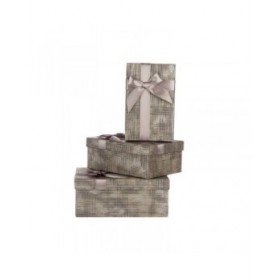 Set di Scatole Decorative Pincello 137 Antracite Cartone Righe Fiocco 3 Pezzi