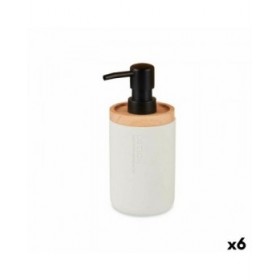 Dispenser di Sapone Berilo 91037 Bianco Legno Resina Plastica 9,5 x 18,5 x 7,8 cm (6 Unità)
