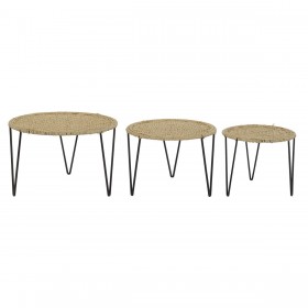 Set di 3 tavoli DKD Home Decor Marrone Nero Naturale 62 x 62 x 40 cm 62 x 62 x 40,5 cm