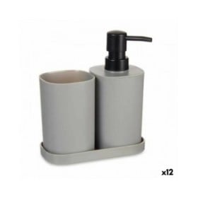 Set da Bagno Berilo B8108-S3-GREY Nero Grigio polipropilene (12 Unità)