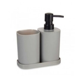 Set da Bagno Berilo B8108-S3-GREY Nero Grigio polipropilene (12 Unità)