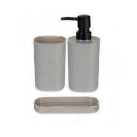 Set da Bagno Berilo B8108-S3-GREY Nero Grigio polipropilene (12 Unità)