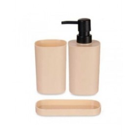 Set da Bagno Berilo B8108-S3-BEIGE Nero Beige polipropilene (12 Unità)