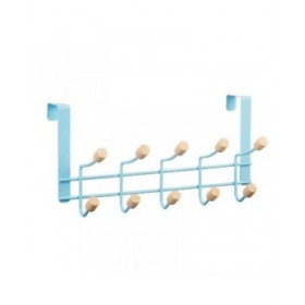 Appendiabiti per Porte Berilo W7912-10NB-BLUE Azzurro Legno Metallo 35 x 17 x 15 cm (6 Unità)