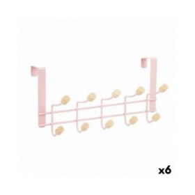 Appendiabiti per Porte Berilo W7912-10NB-PINK Rosa Legno Metallo 35 x 17 x 15 cm (6 Unità)